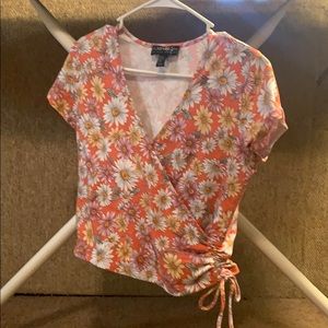 Cropped Floral wrap top